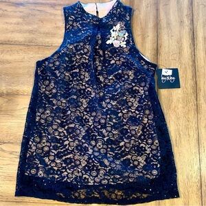NWT By&By Black Lace and Sequin Tank,size Medium, Gothic, Victorian, Romantic